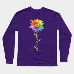 Love is Love Pride Rainbow Flower LGBTQ+ Long Sleeve T-Shirt